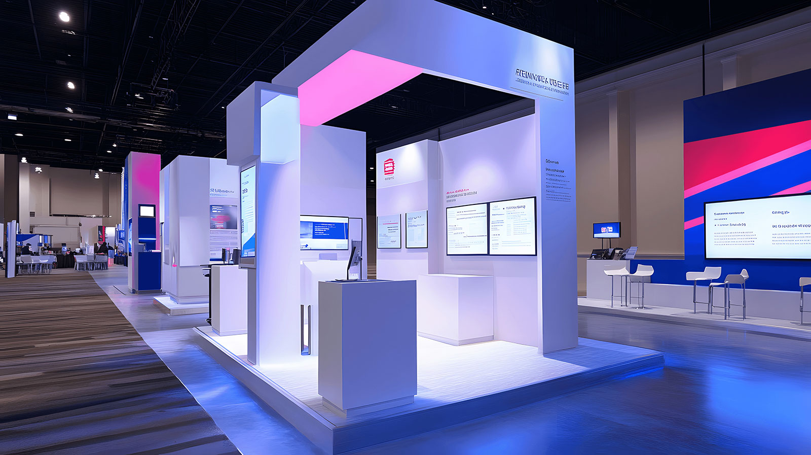 Moderner beleuchteter Messestand